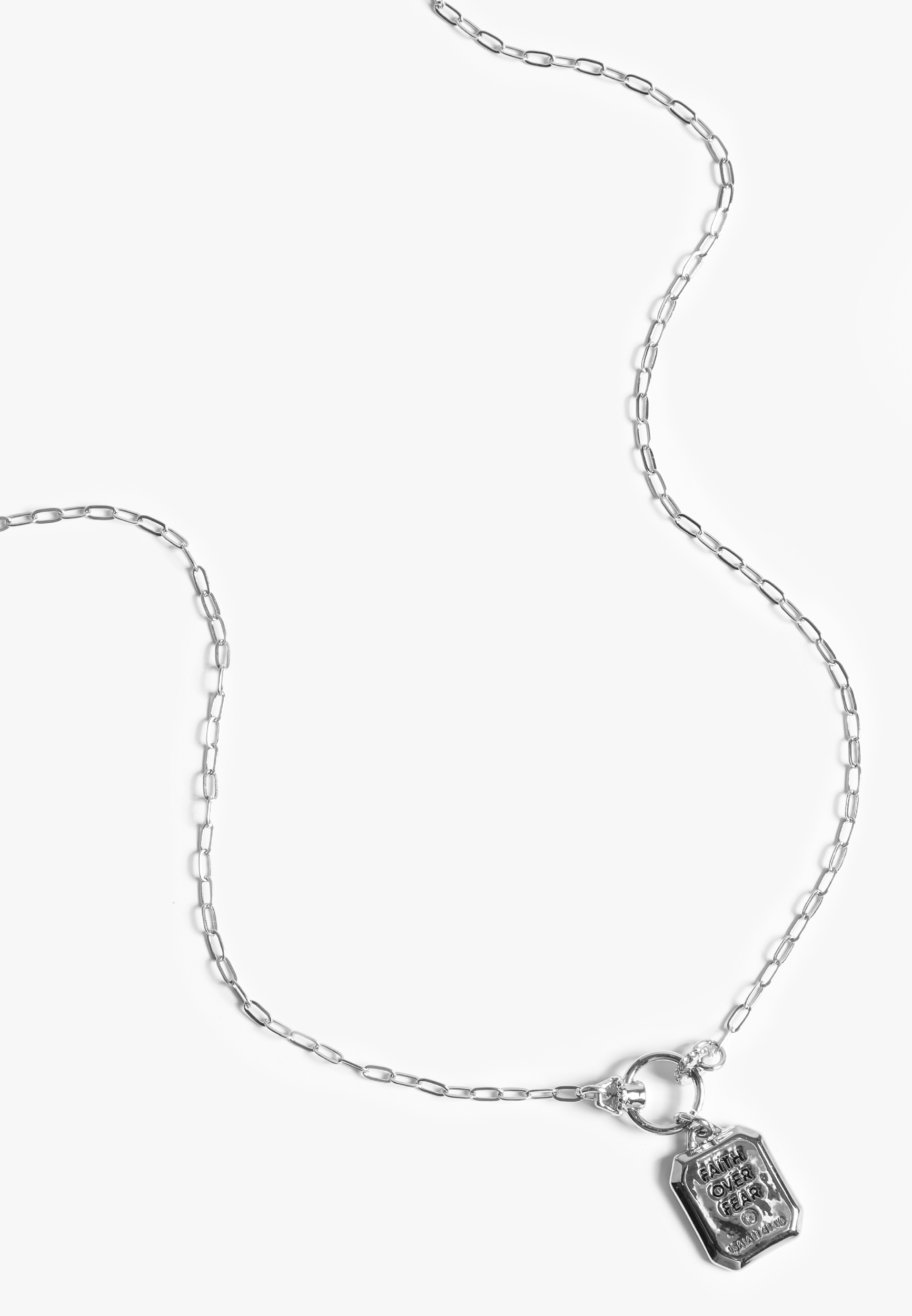 Silver Faith Over Fear Toggle Necklace