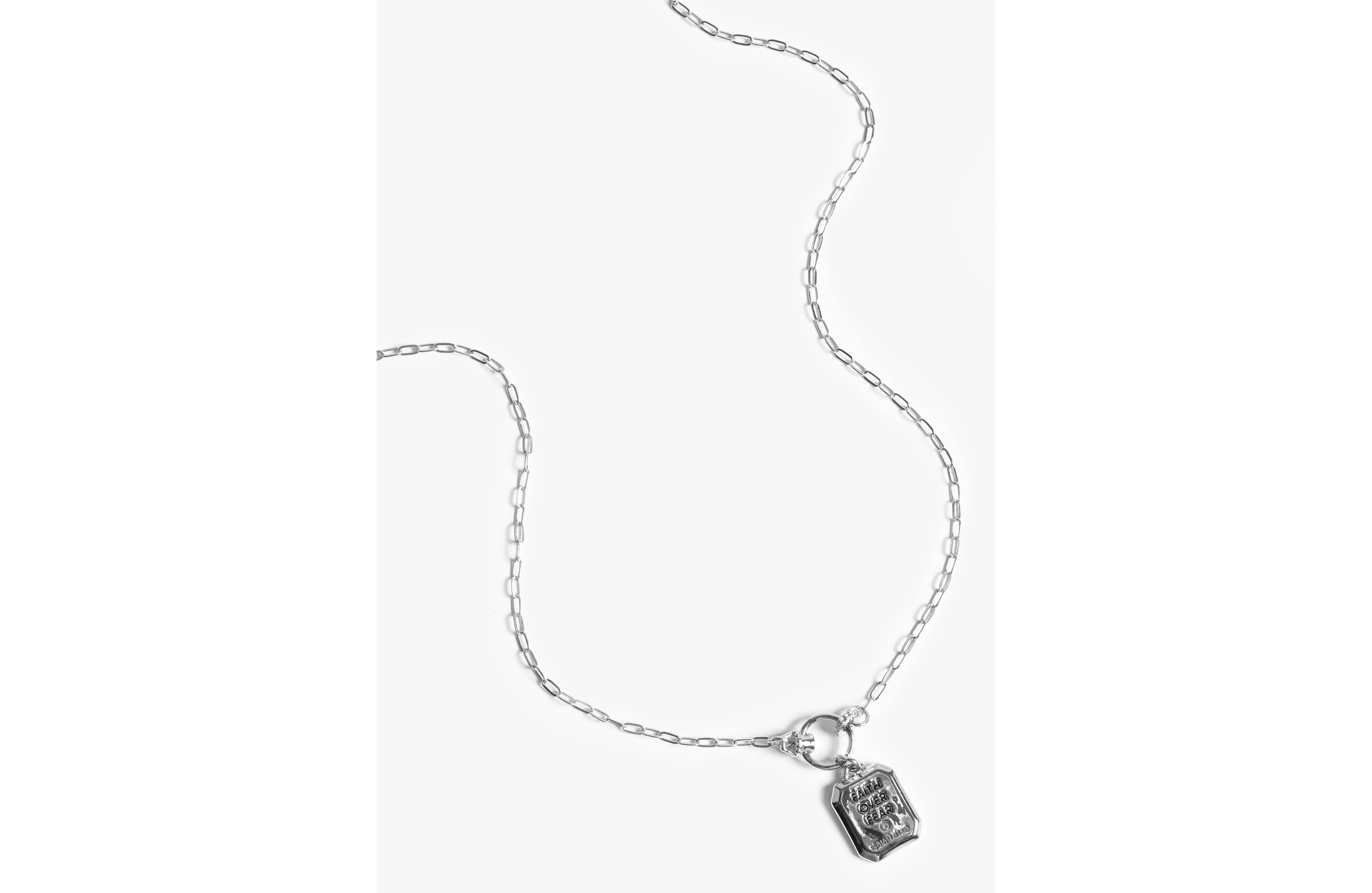Silver Faith Over Fear Toggle Necklace