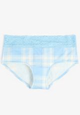 Simply Comfy Cotton Blue Plaid Boybrief Panty, C747, small