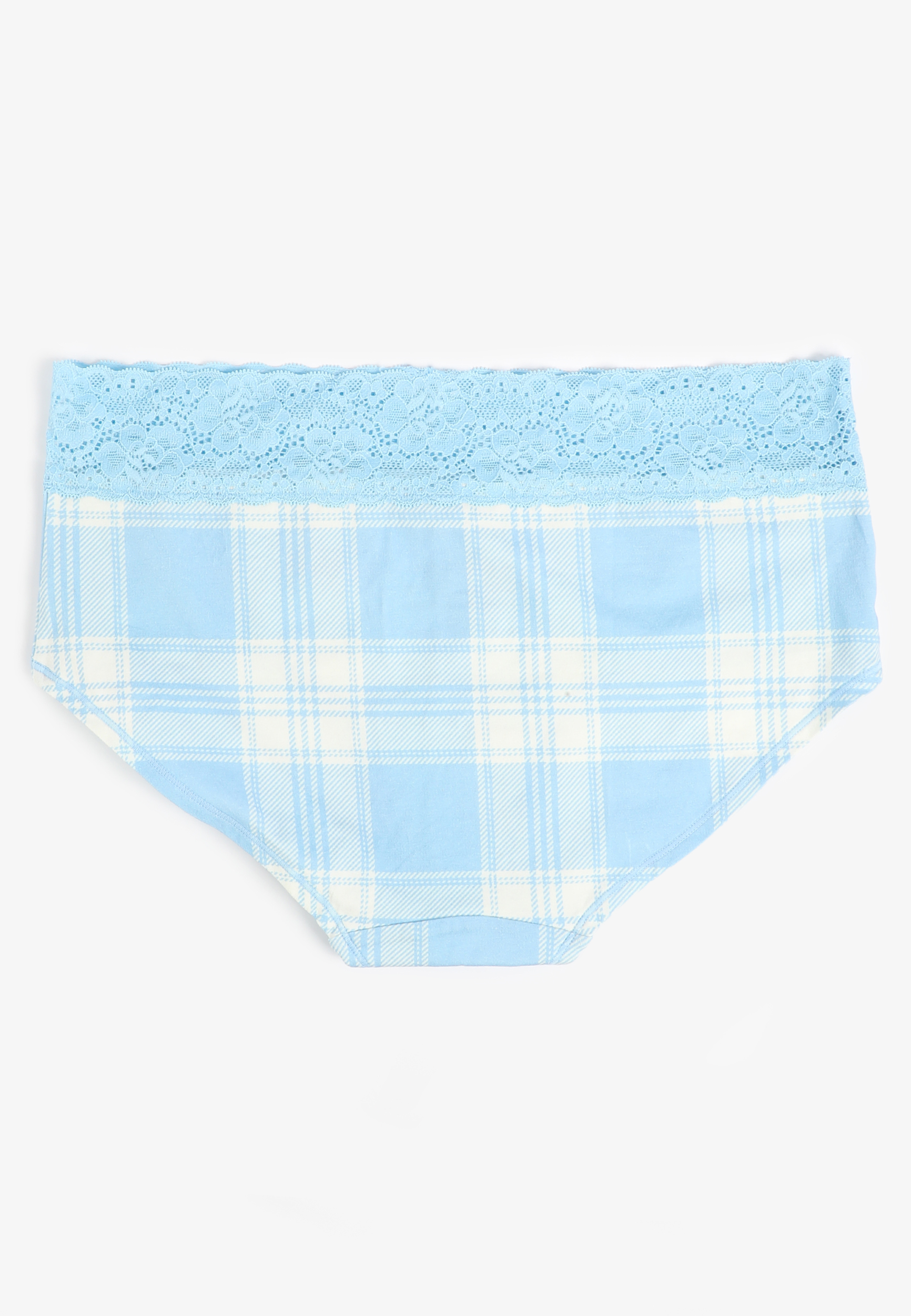 Simply Comfy Cotton Blue Plaid Boybrief Panty, C747, large