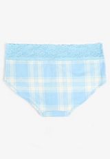 Simply Comfy Cotton Blue Plaid Boybrief Panty, C747, small
