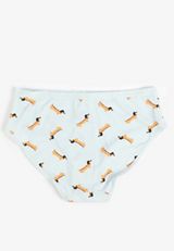 True Stretch Jersey Dachshund Hot Dog Print Hipster Panty, C9476, small