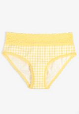Simply Comfy Cotton Yellow Gingham Hipster Panty, C3116, small