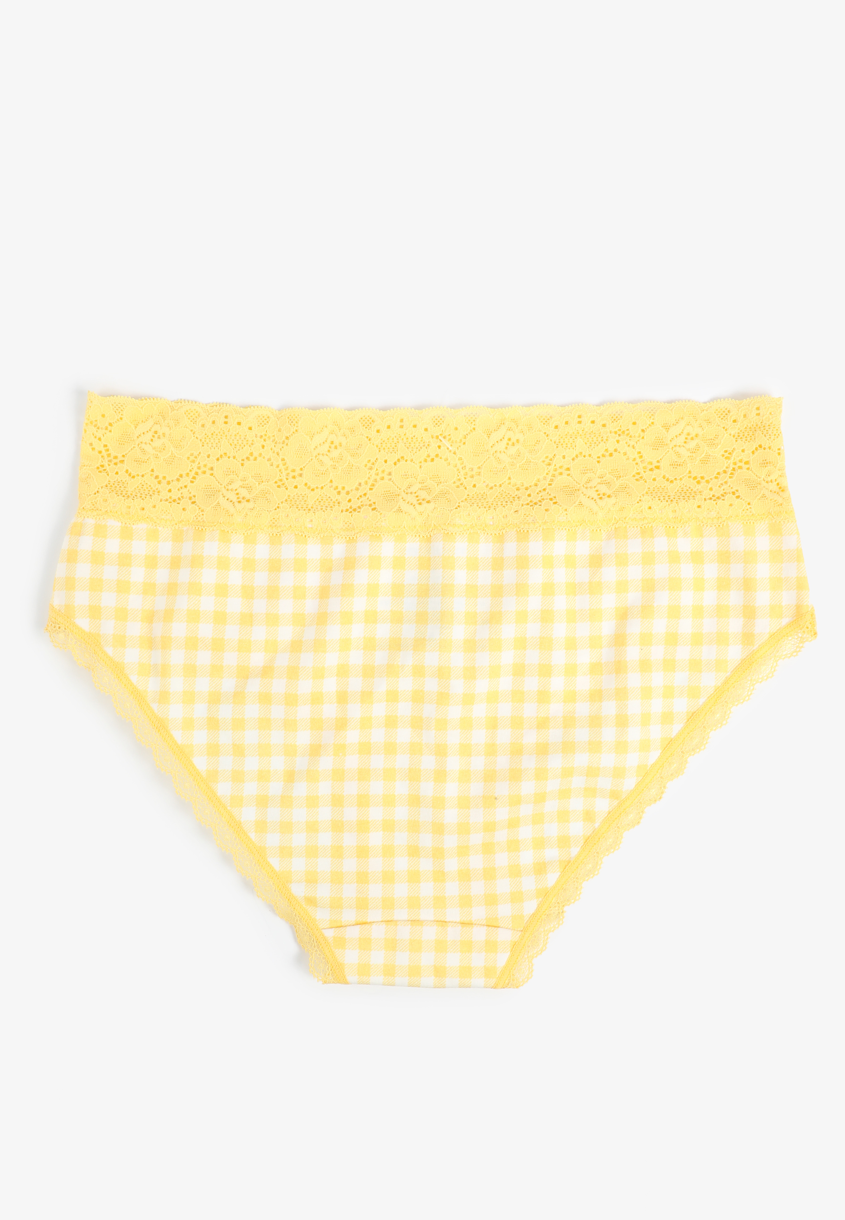 Simply Comfy Cotton Yellow Gingham Hipster Panty, C3116, large