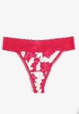 Simply Comfy Cotton Floral Print Thong Panty, C9514, small