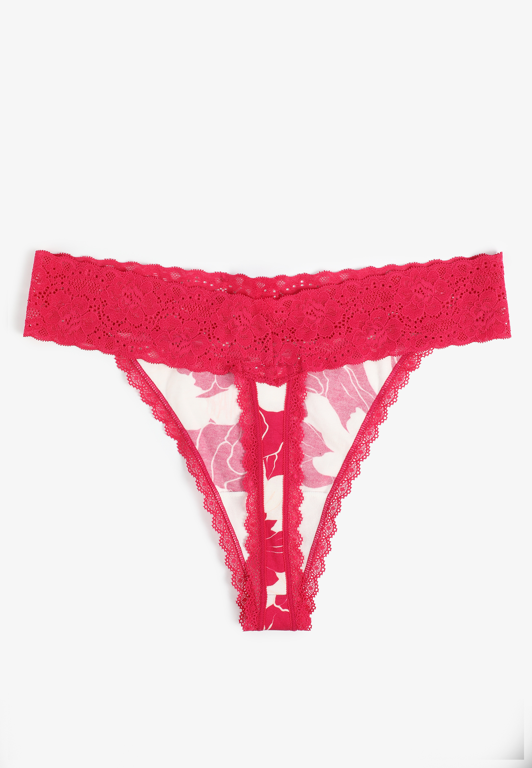 Simply Comfy Cotton Floral Print Thong Panty, C9514, large