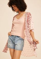 Floral Border Print Kimono, C8145, small