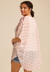Plus Size Floral Border Print Kimono, C8145, small