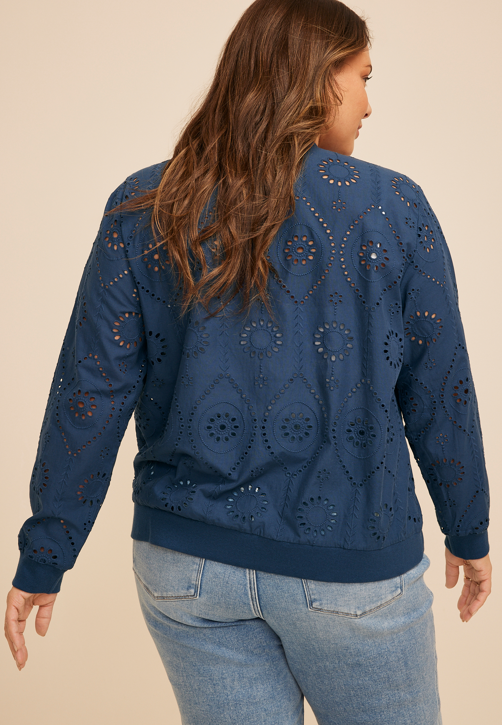 Plus Size Eyelet Jacket, C1605, large