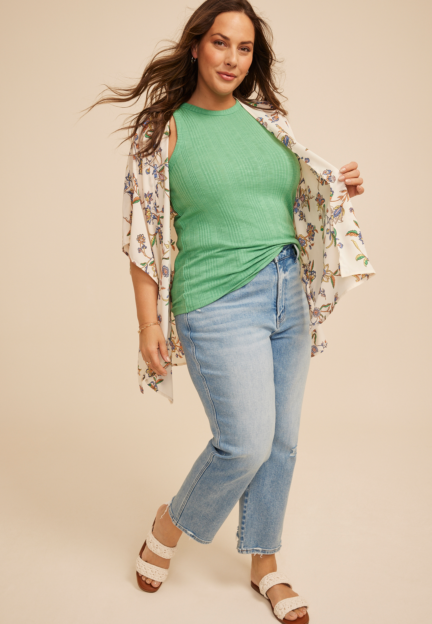 Floral Print Kimono, C5487, large