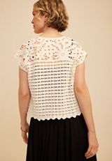 Crochet Open Front Dress Cardigan, C254, small