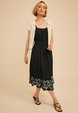 Crochet Open Front Dress Cardigan, C254, small