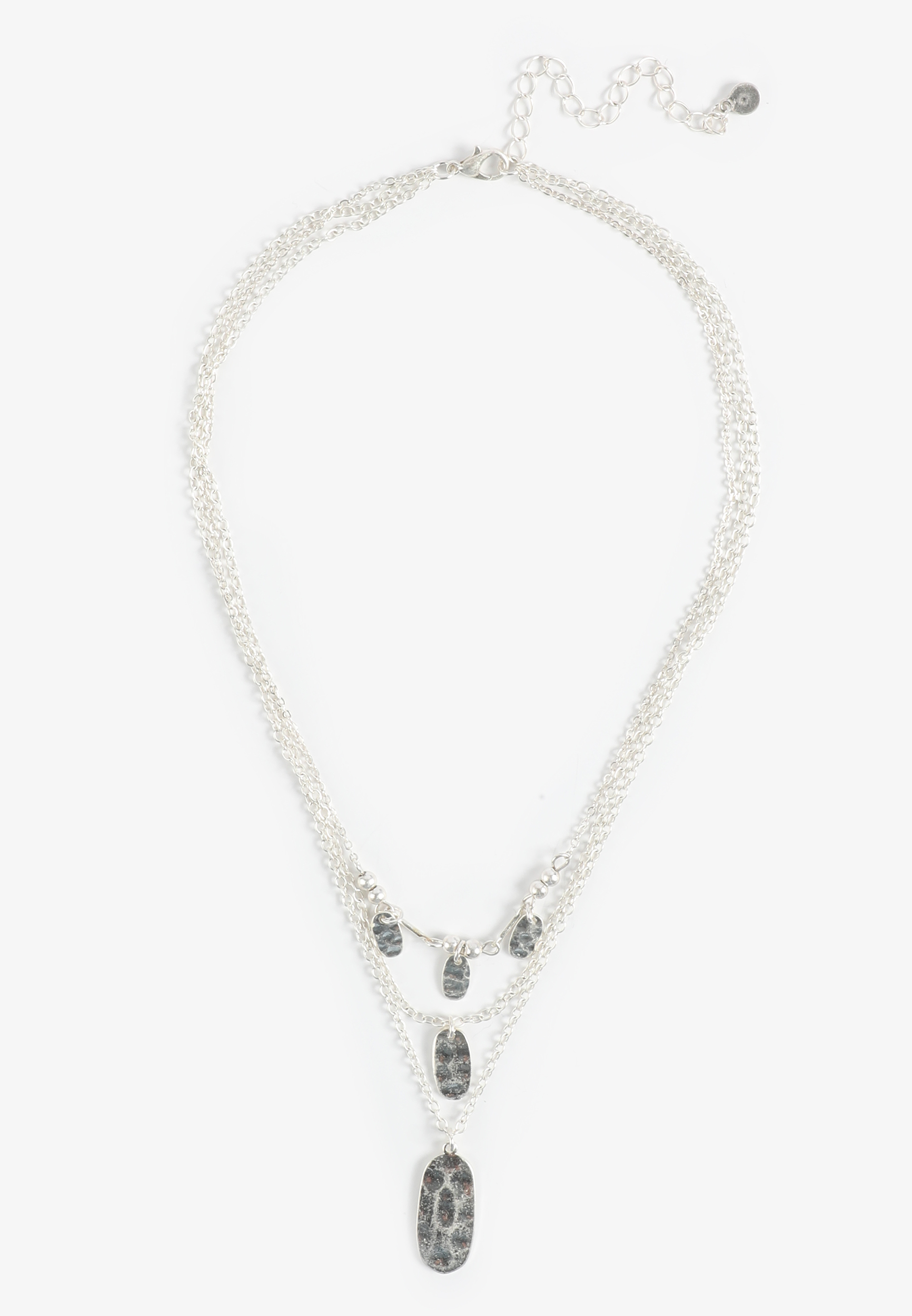 Hammered Silver Layered Necklace, C431, large