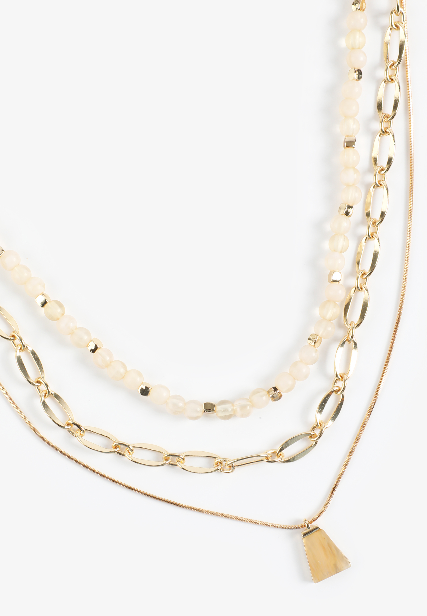 Neutral Beaded Layered Necklace