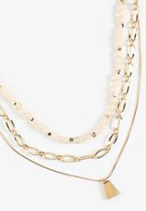 Neutral Beaded Layered Necklace, C605, small