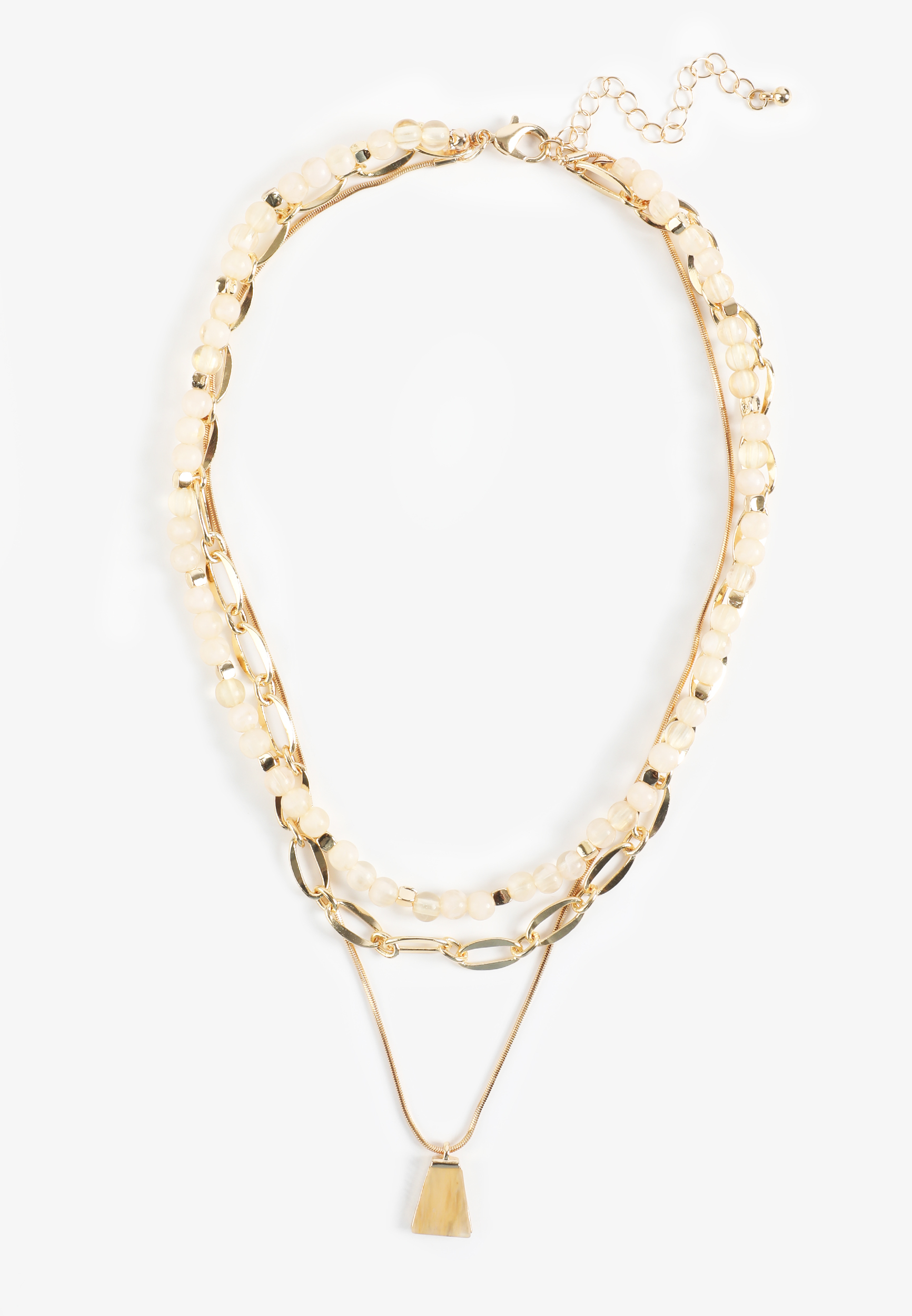 Neutral Beaded Layered Necklace, C605, large