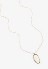 Faux Pearl Oval Pendant Necklace, C605, small
