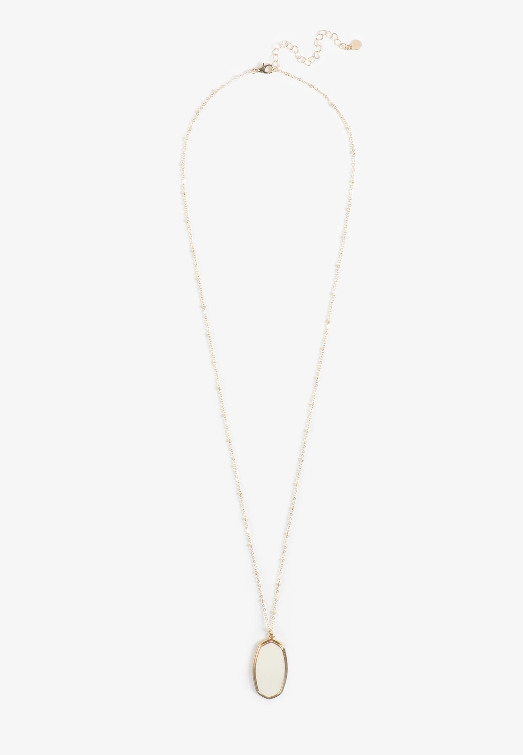 Faux Pearl Oval Pendant Necklace, C605, large