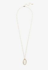 Faux Pearl Oval Pendant Necklace, C605, small