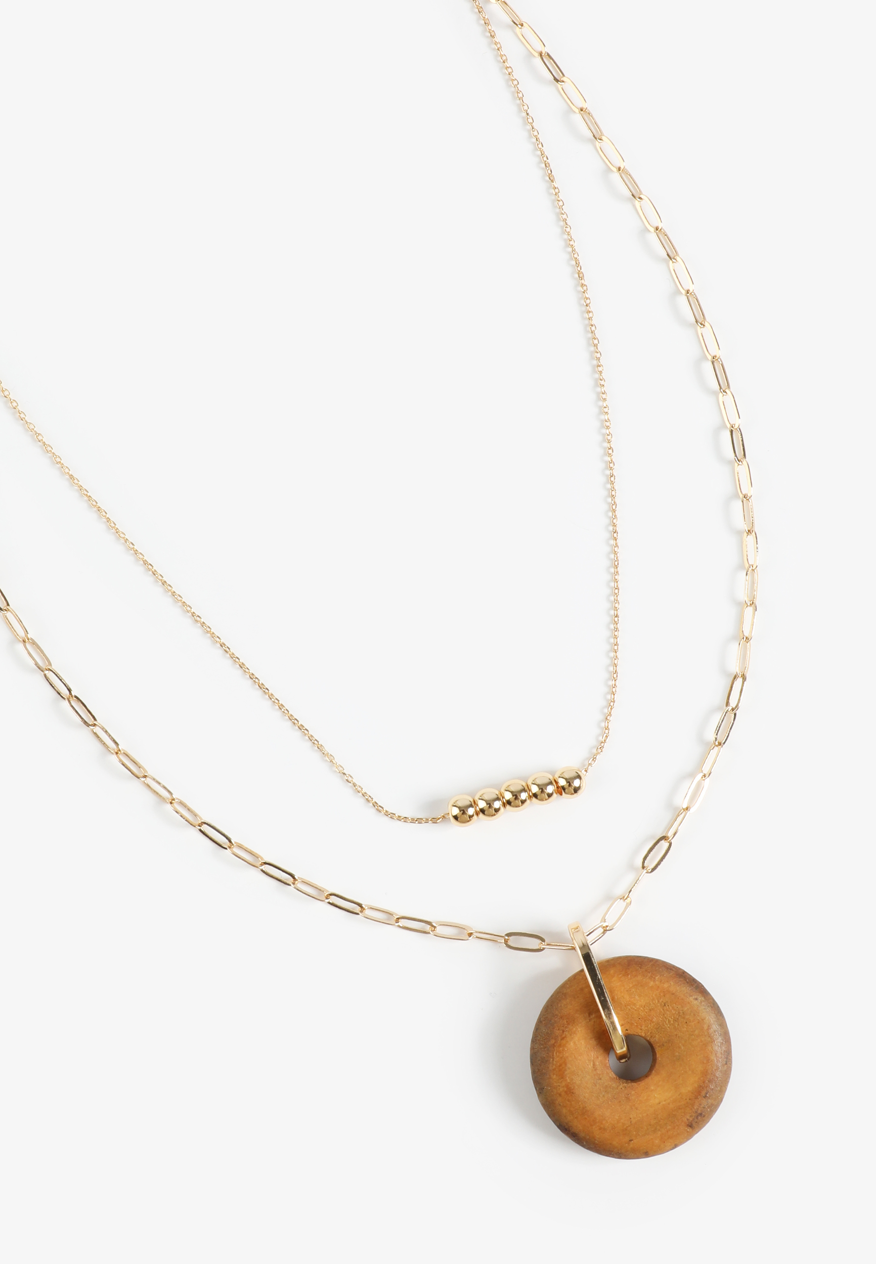 Wooden Pendant Layered Necklace