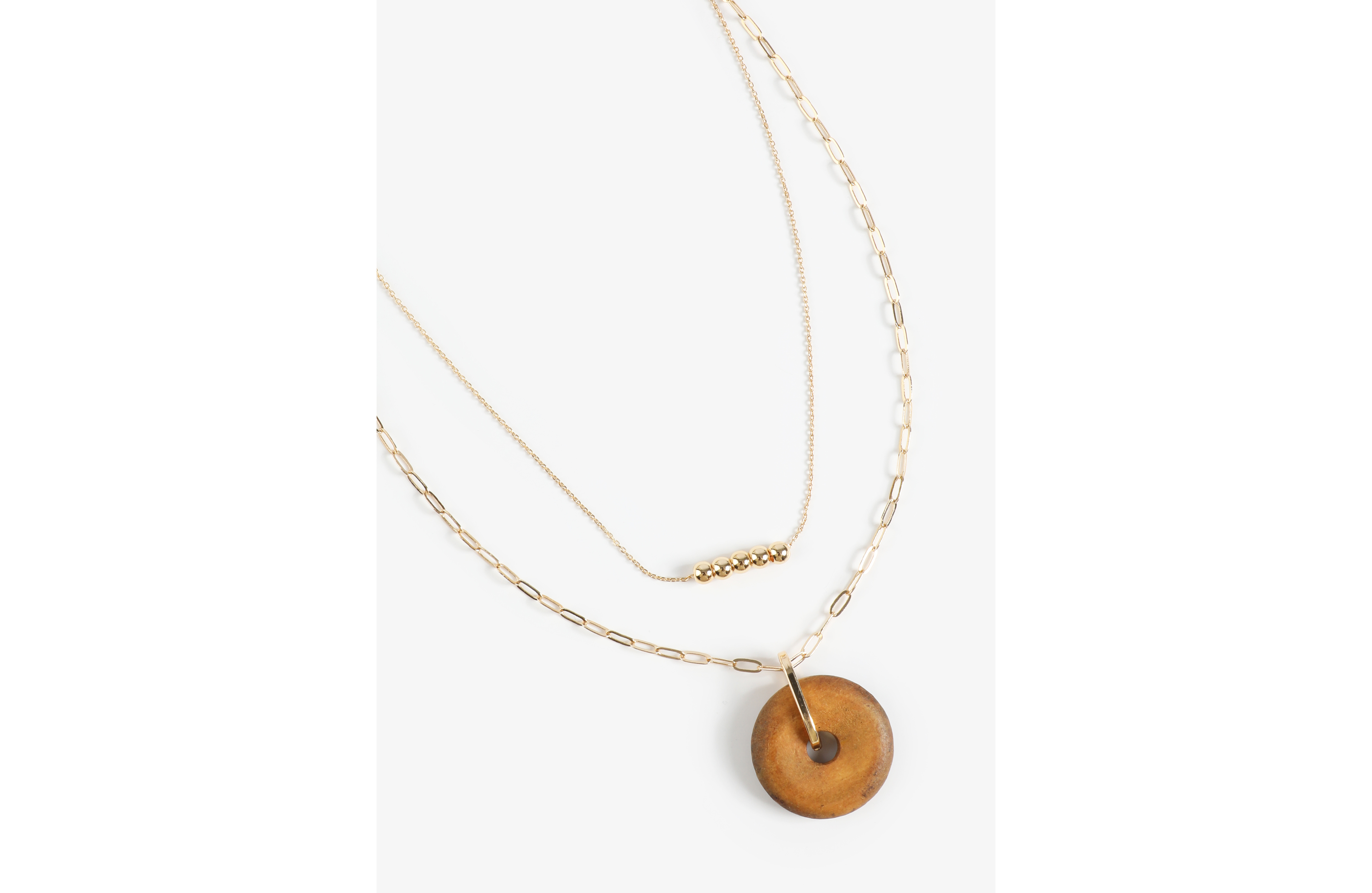 Wooden Pendant Layered Necklace