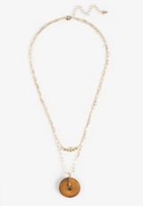Wooden Pendant Layered Necklace, C605, small