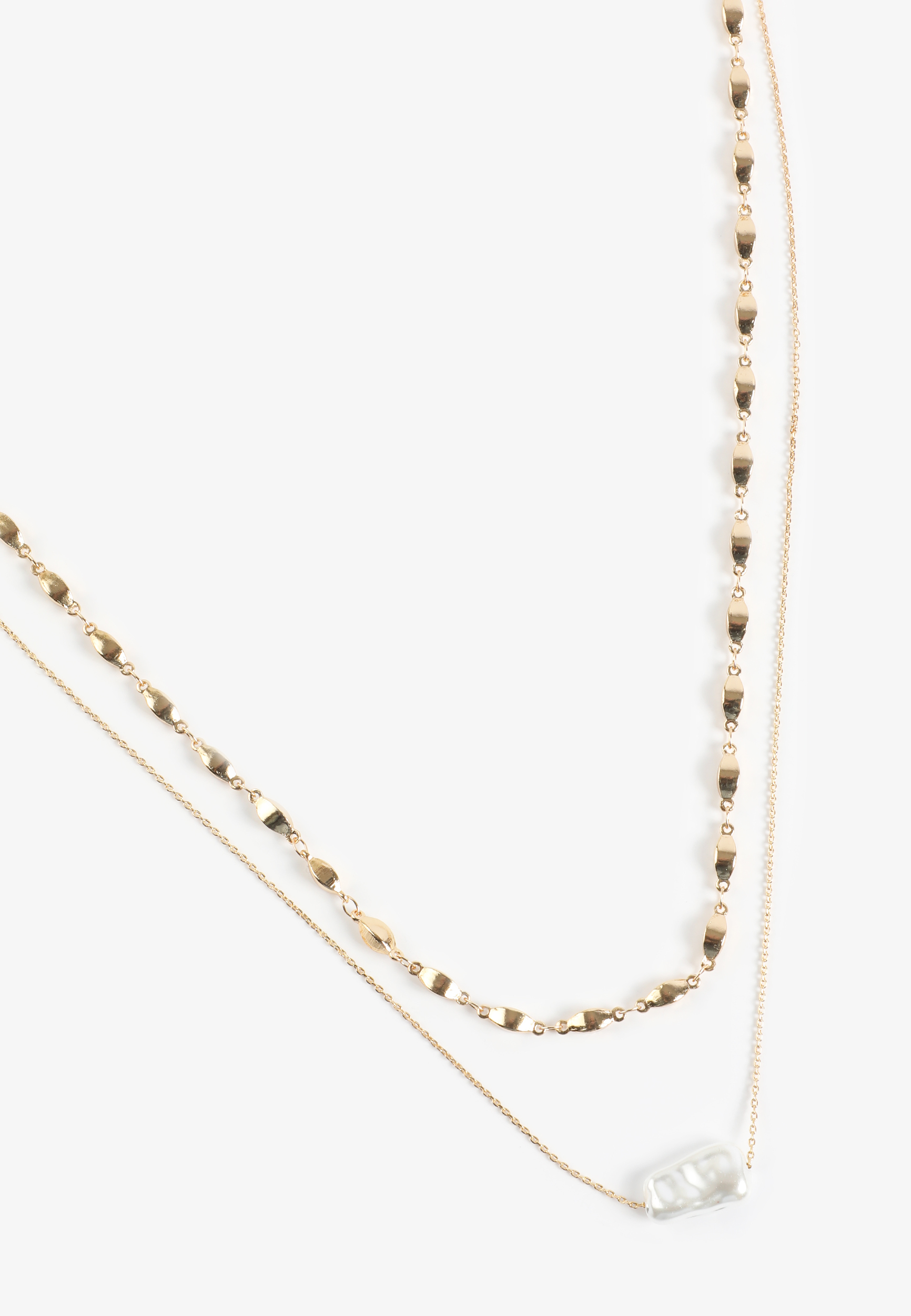 Gold Faux Pearl Layered Necklace