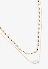 Gold Faux Pearl Layered Necklace, C1524, small