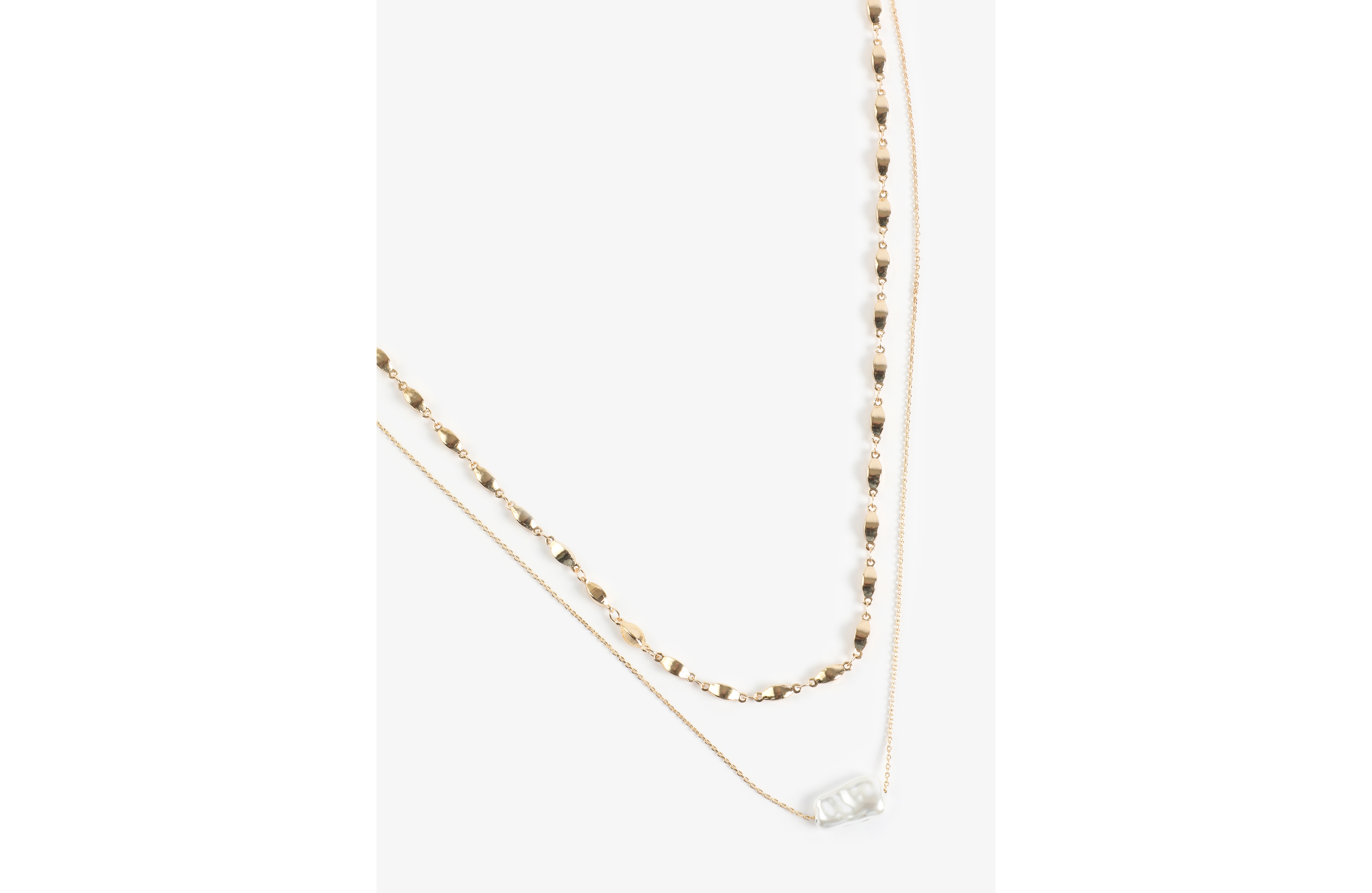 Gold Faux Pearl Layered Necklace