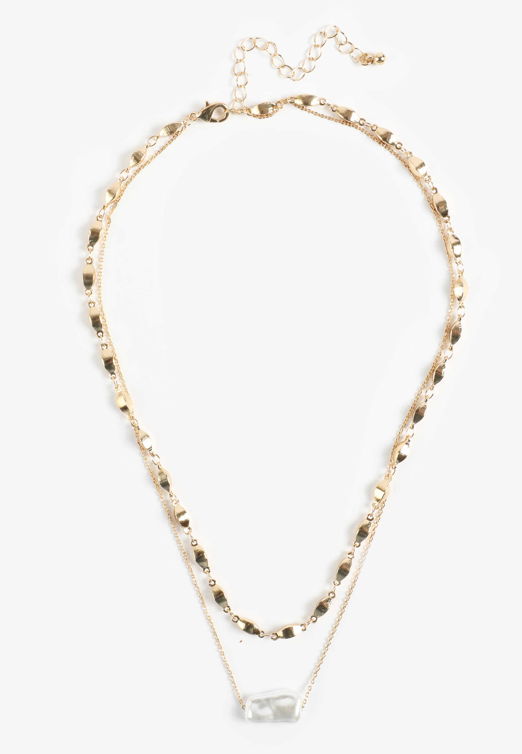 Gold Faux Pearl Layered Necklace, C1524, large