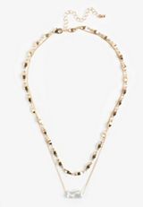 Gold Faux Pearl Layered Necklace, C1524, small