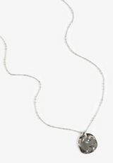 Silver Hammered Disc Pendant Necklace, GOLD, small
