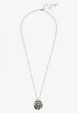 Silver Hammered Disc Pendant Necklace, GOLD, small