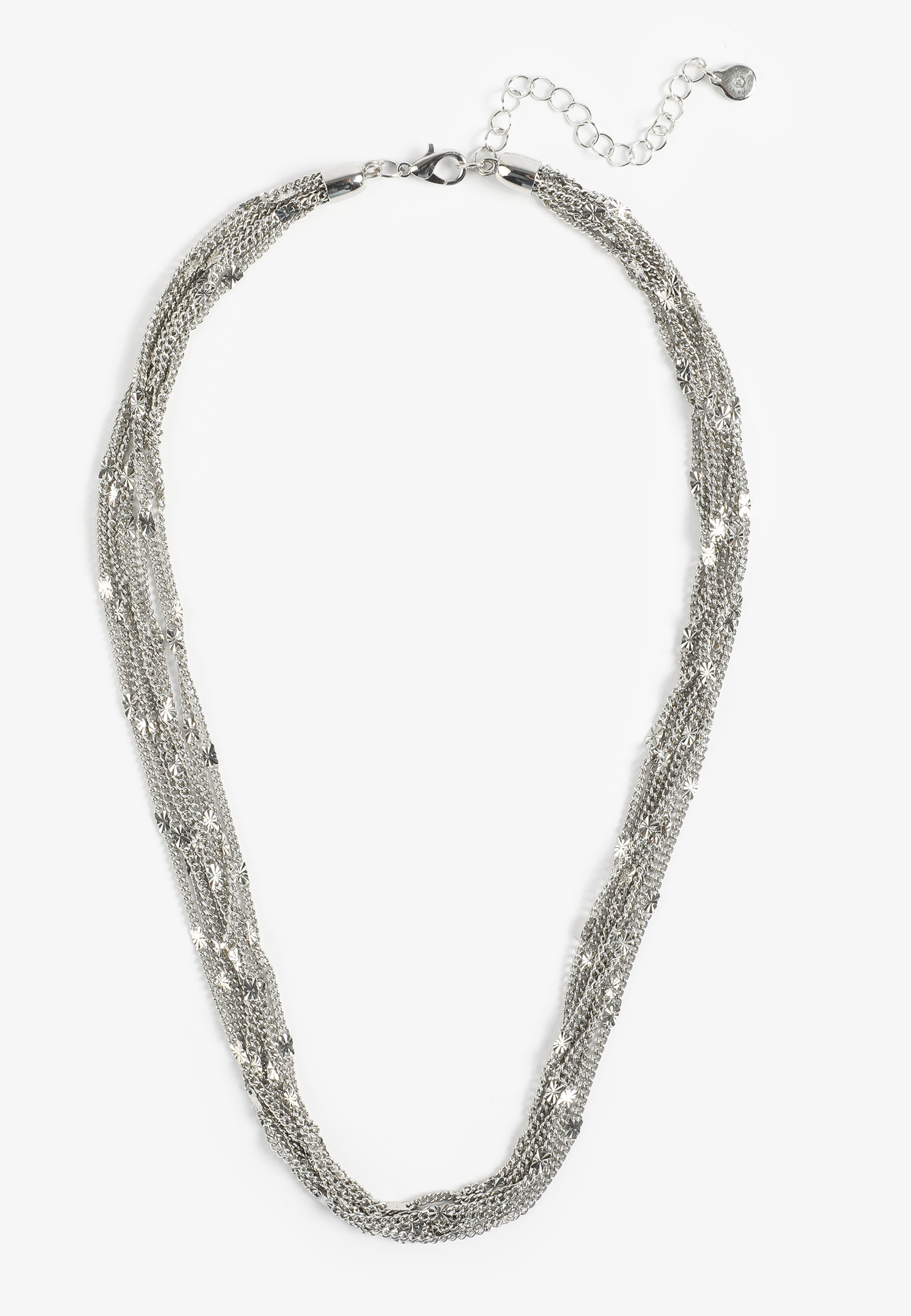 Silver Multi Strand Chain Necklace, C431, large