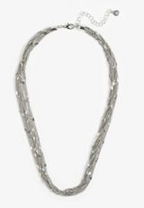 Silver Multi Strand Chain Necklace, C431, small