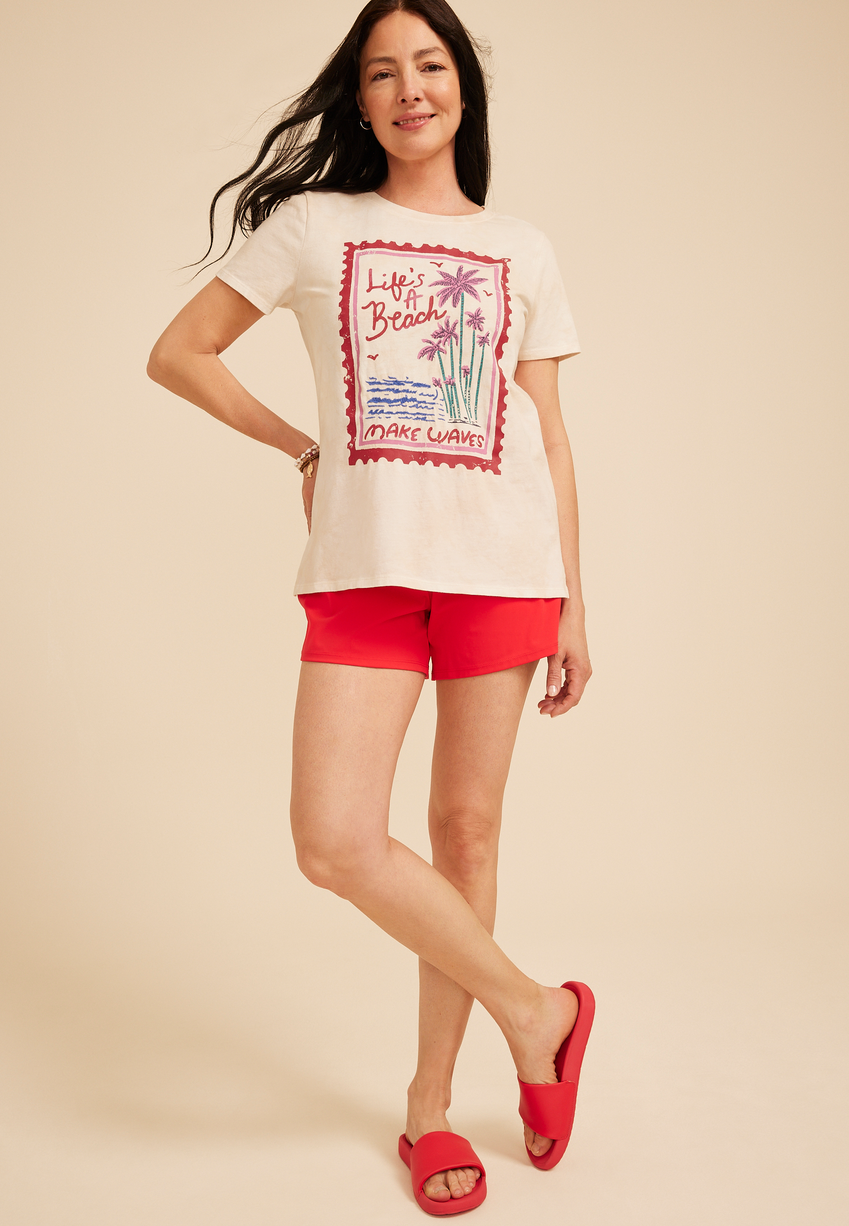 Lifes A Beach Make Waves Classic Fit Graphic Tee, C5197, large