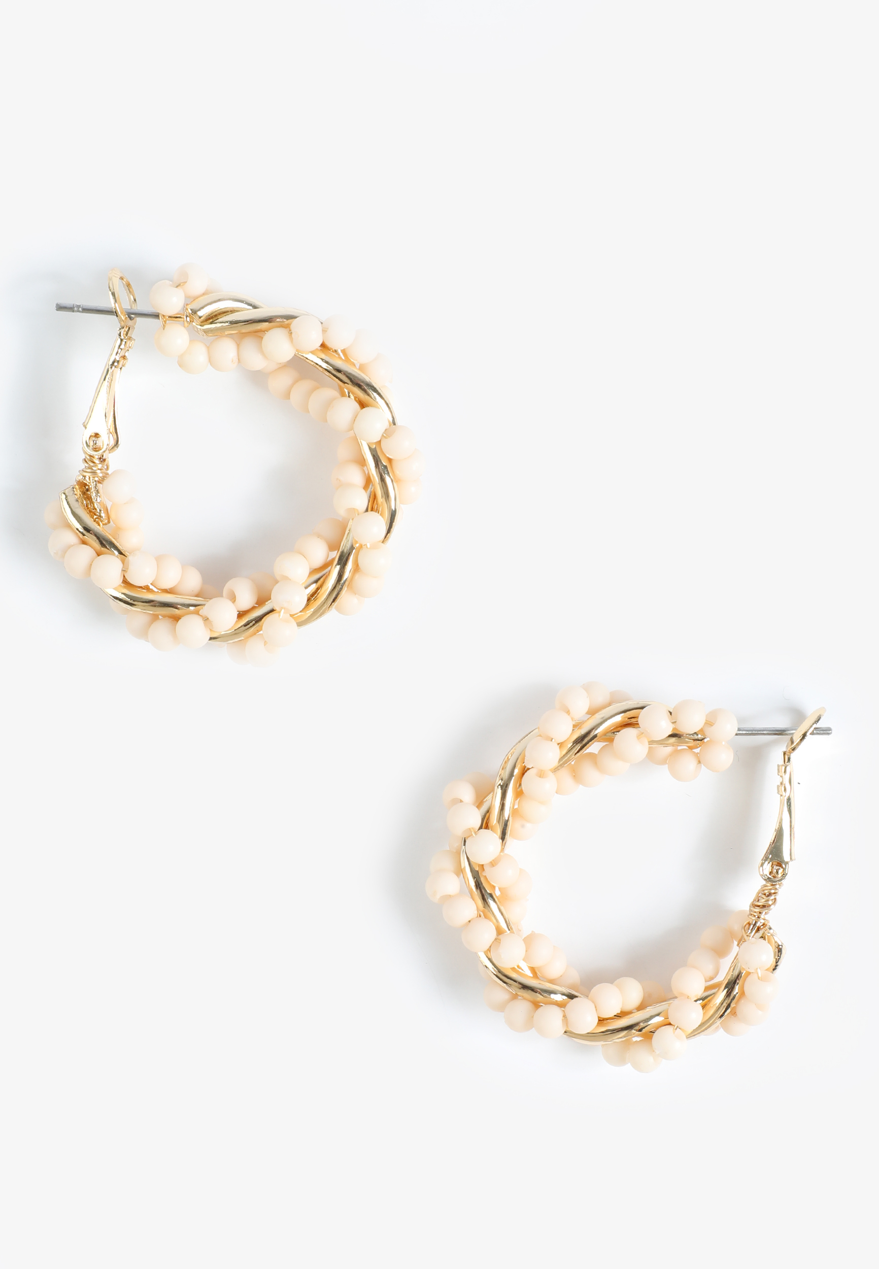 Neutral Beaded Hoop Earrings