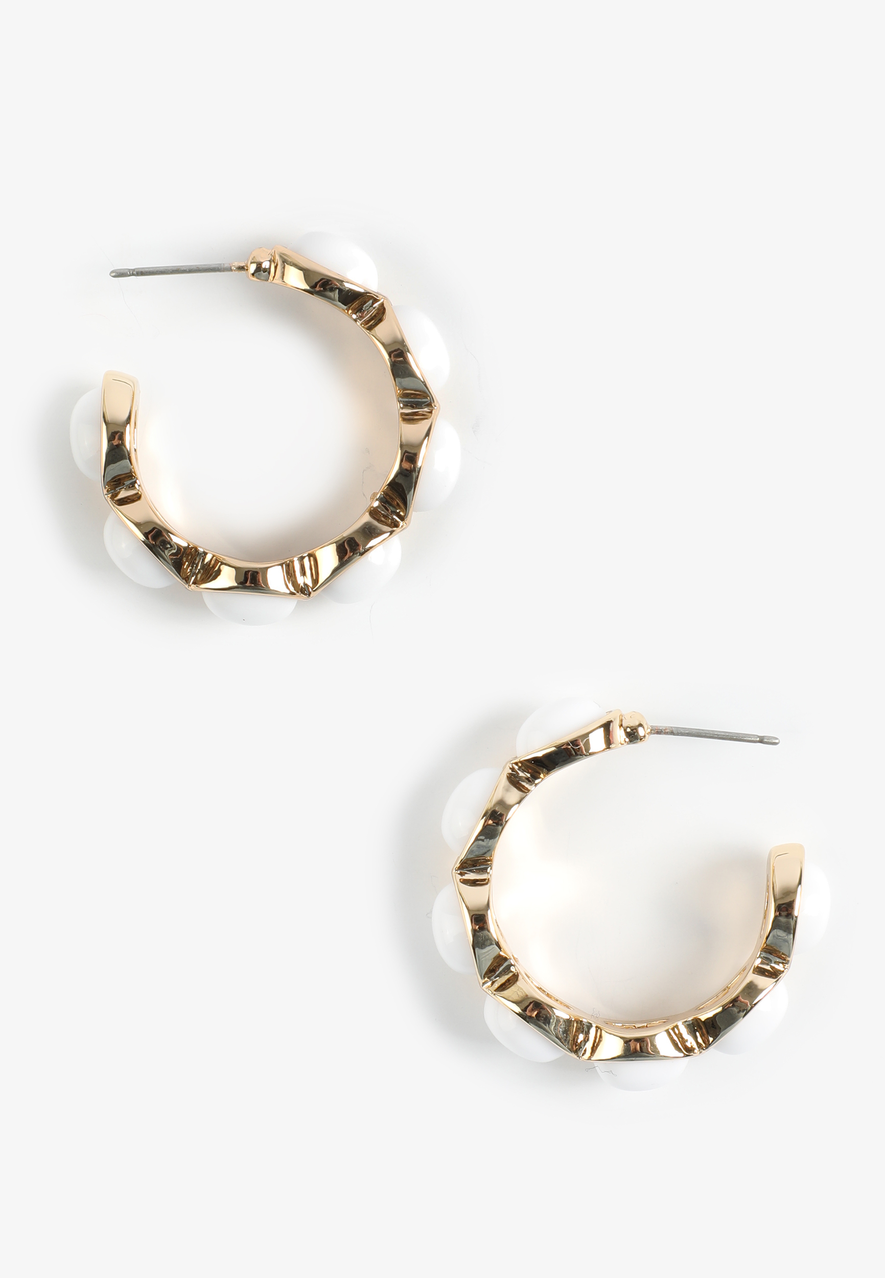 White Oval Stone Hoop Earrings
