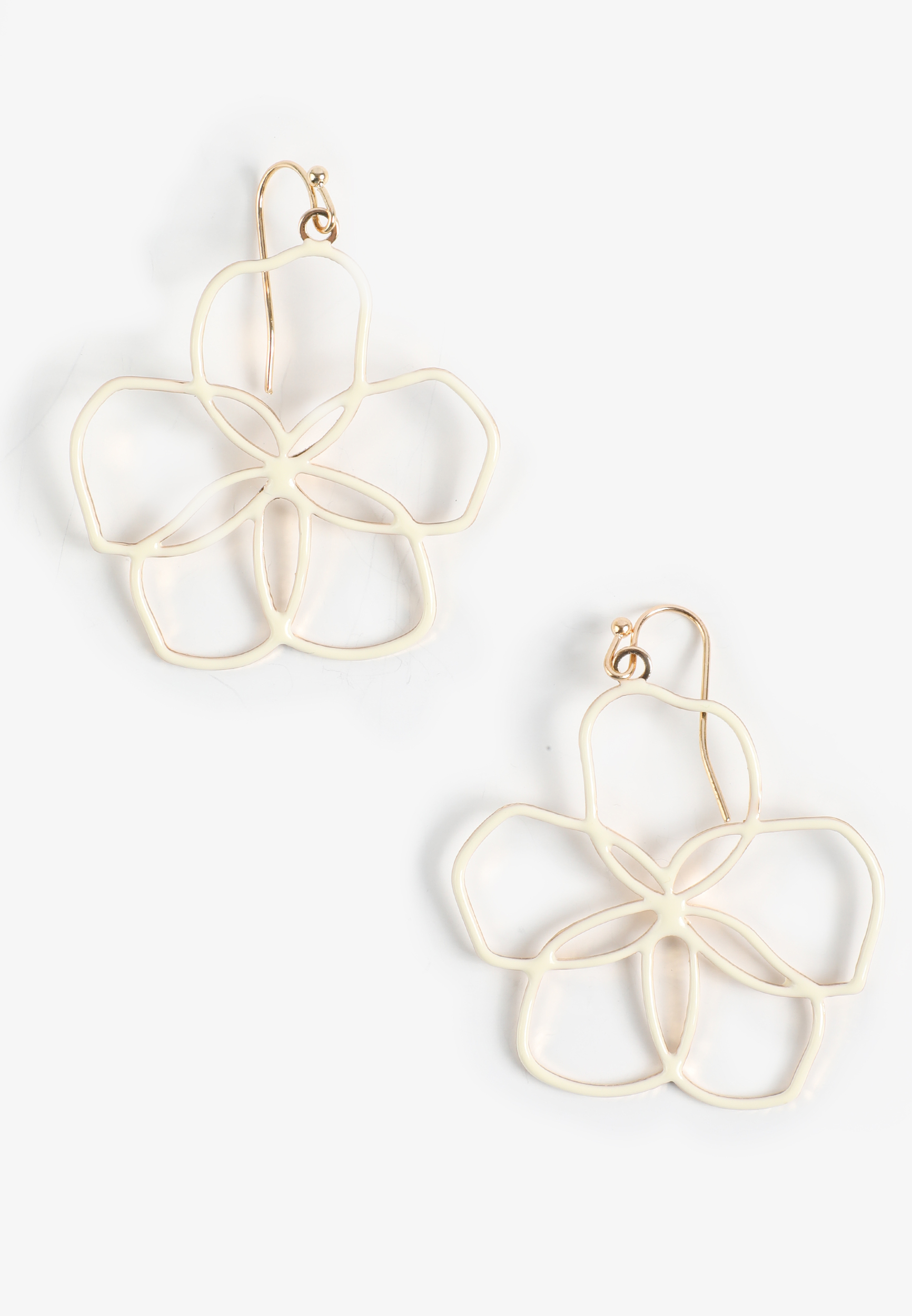 Cream Resin Flower Drop Earrings