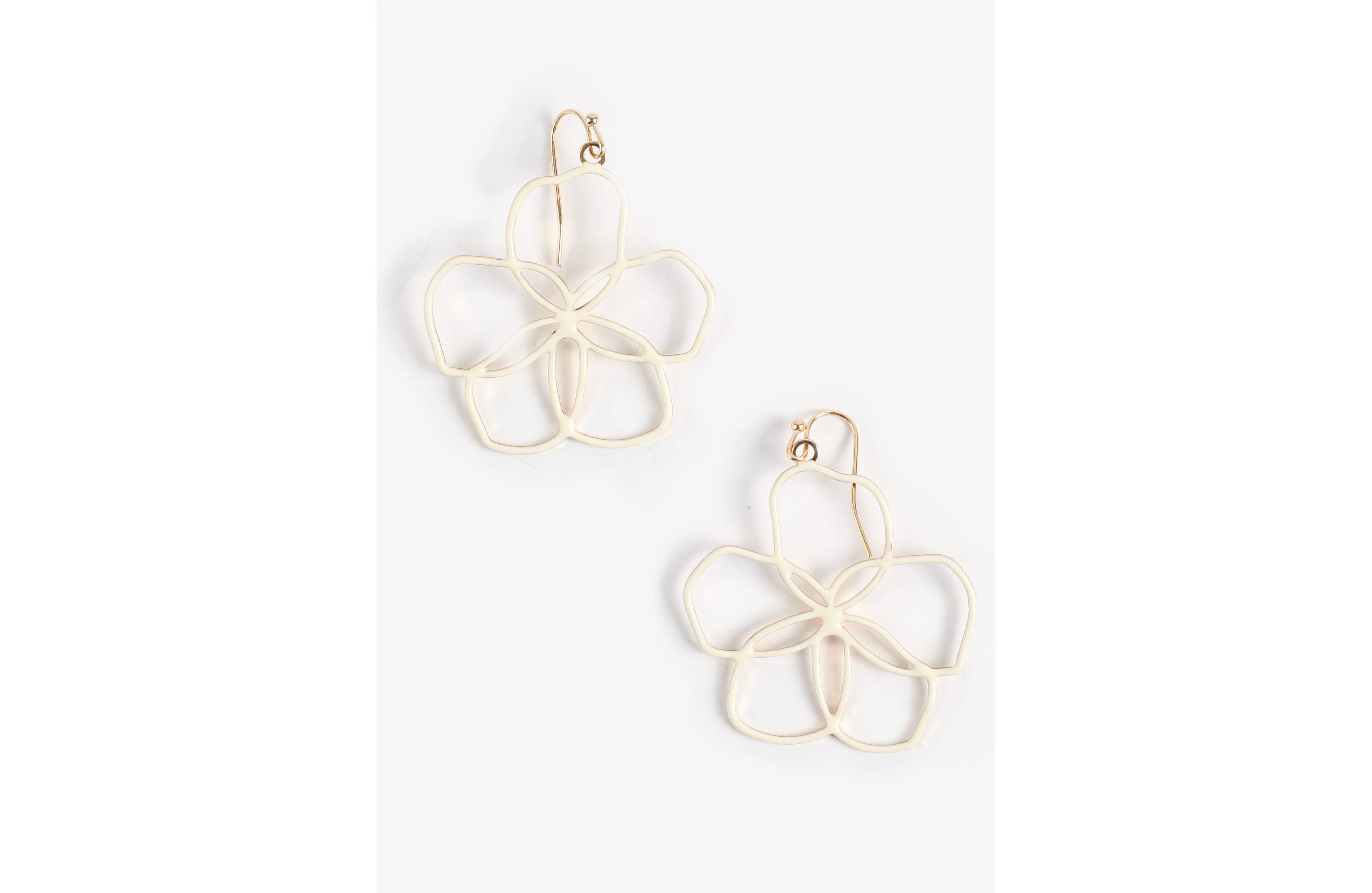 Cream Resin Flower Drop Earrings