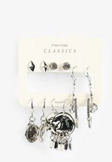 6 Pack Silver Earring Set, C431, small