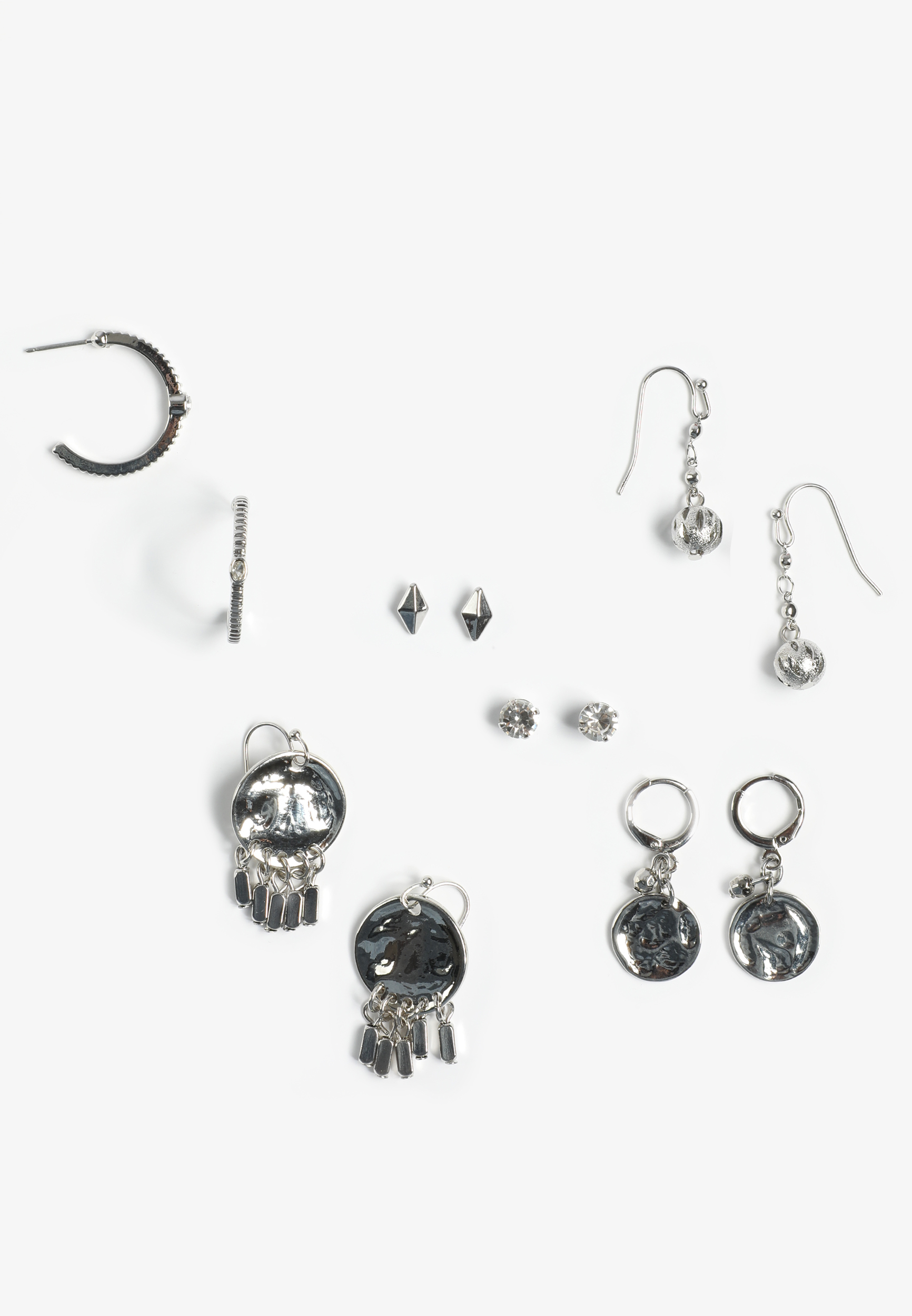 6 Pack Silver Earring Set, C431, large