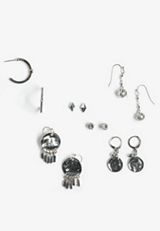 6 Pack Silver Earring Set, C431, small