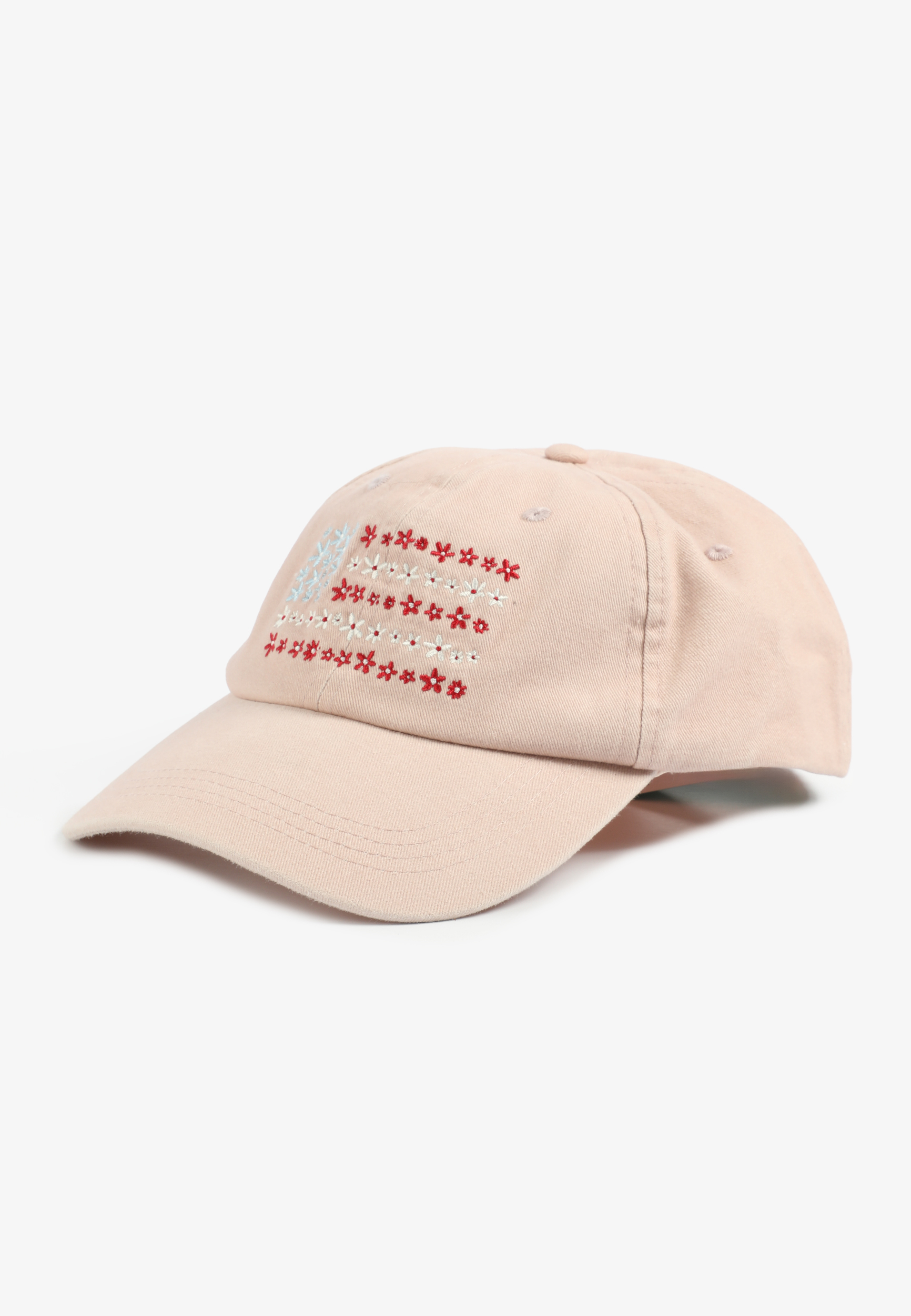 Blush Vintage Wash Embroidered Americana Flag Hat, C114, large