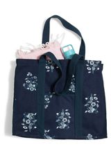 Navy Floral Canvas Carryall Tote Bag, C180, small