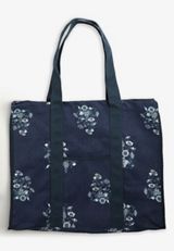 Navy Floral Canvas Carryall Tote Bag, C180, small