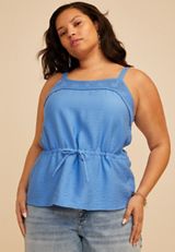 Plus Size Crochet Trim Peplum Tank Top, C5760, small
