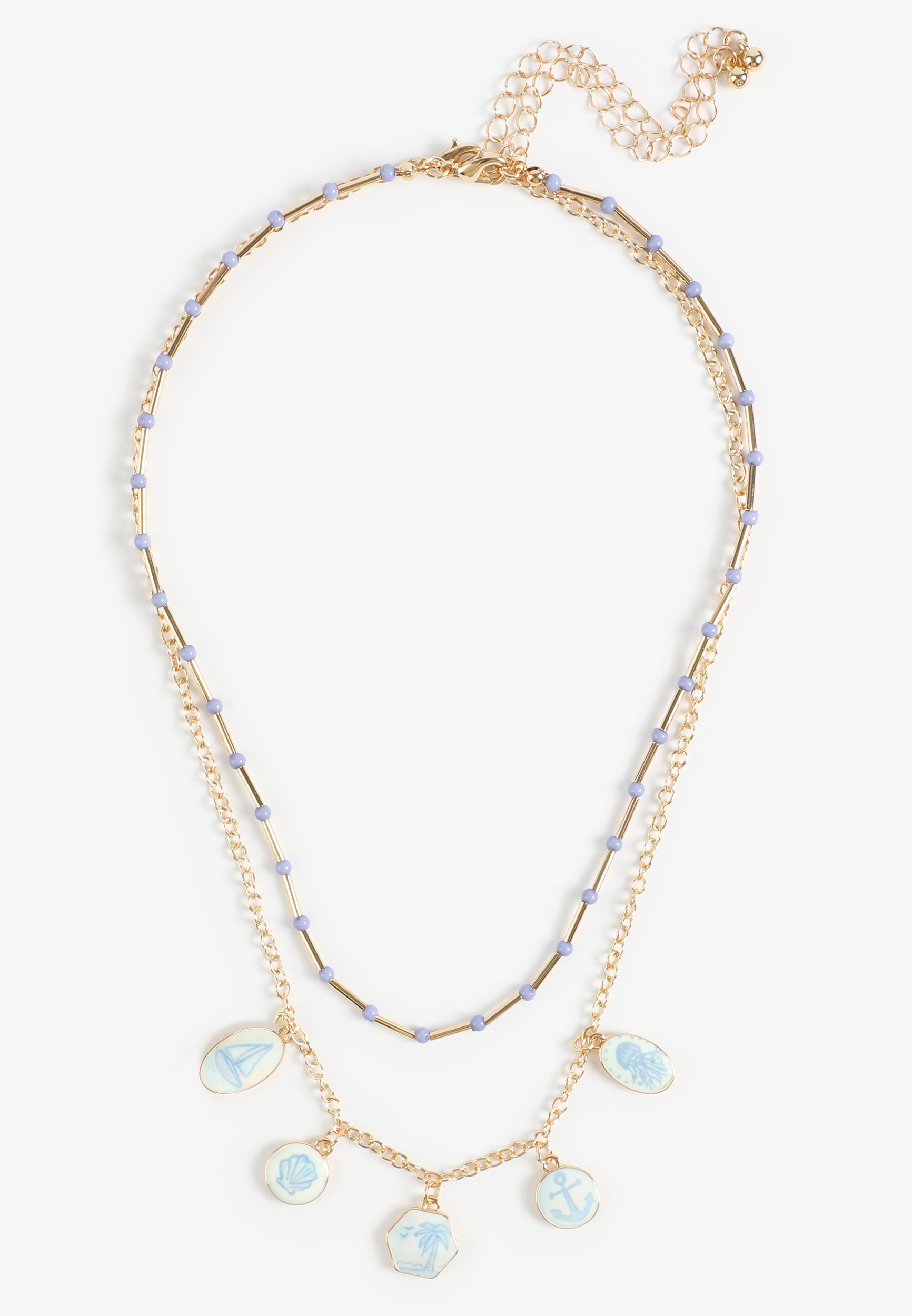 Coastal Charm Layered Necklace, GOLD, large