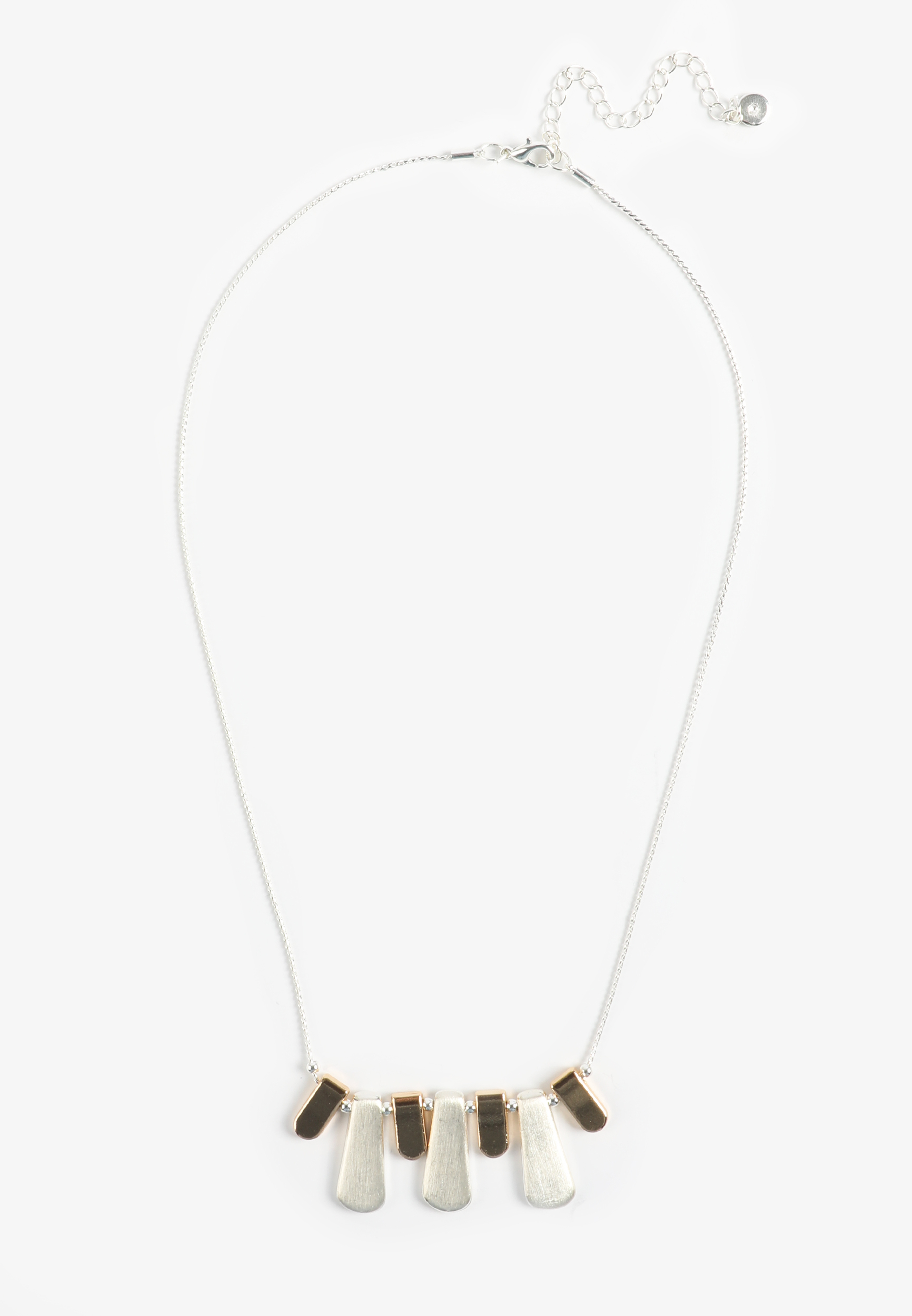 Brushed Mixed Metal Tab Drop Necklace, MIXED METAL, large