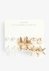 6 Pack Seaside Dream Gold Earring Set, C605, small
